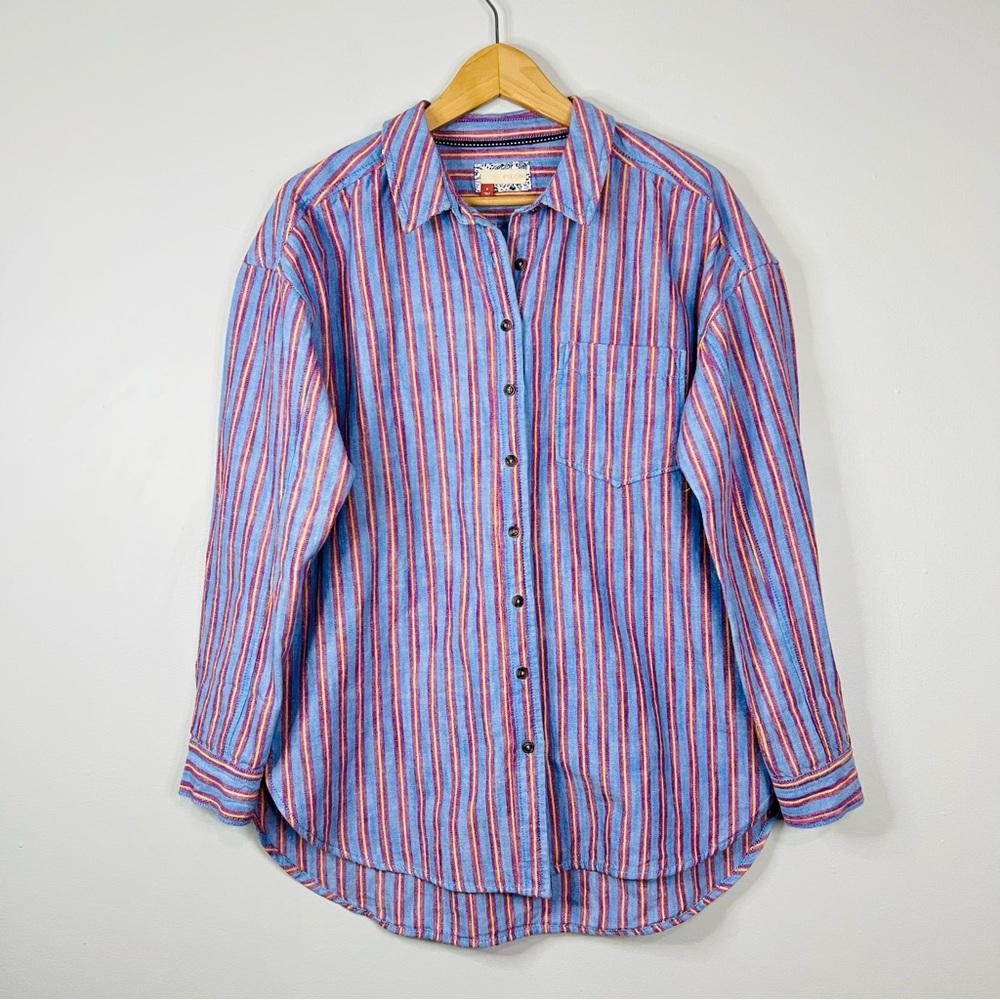 Anthropologie Pilcro Multicolor Striped Button Down Shirt size small - Picture 2 of 9
